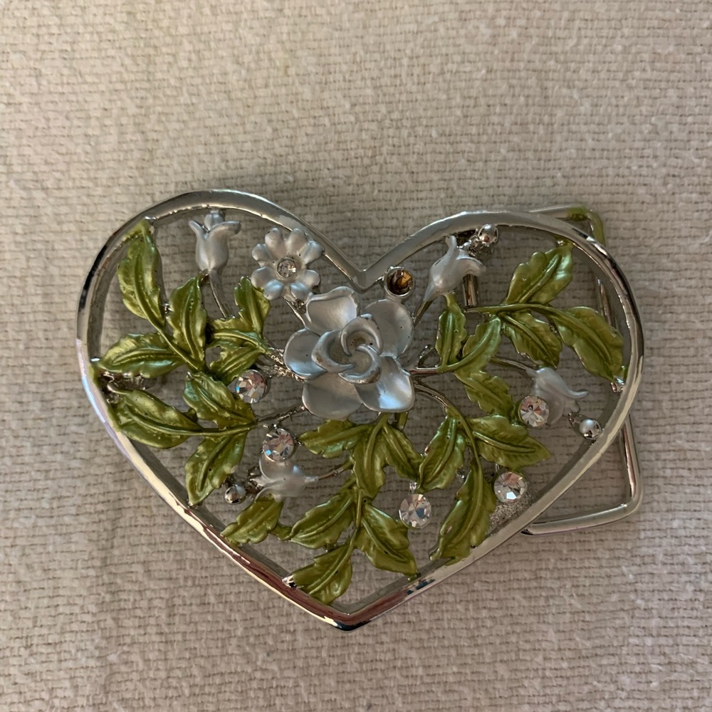 Green and Silver Floral Belt Accessory